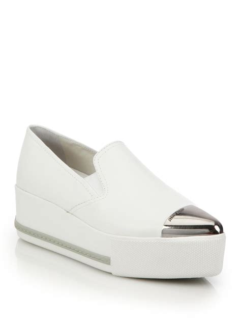 miu miu metal cap toe sneaker white|miu mi u sneakers.